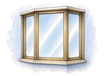 Ventana saliente con tres vidrios